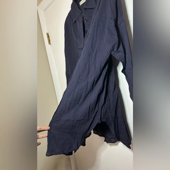 NWT Free People Midnight Navy Amore Gauze Button Down Shirt Size Small - Picture 4 of 13